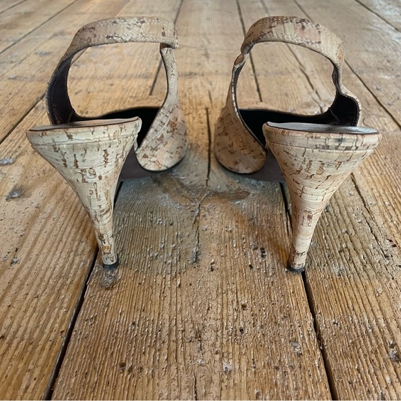 Donald J Pliner Cork Slingback Heels Stiletto Sandal Shoe 9 - Picture 9 of 15